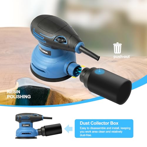 G LAXIA Orbital Sander，2.5Amp 5-inch Electric Sander with 15 piece Sanding Discs, 6 Variable Speed 6000-13000OPM and Dust Collection System for Sanding and Polishing G LAXIA