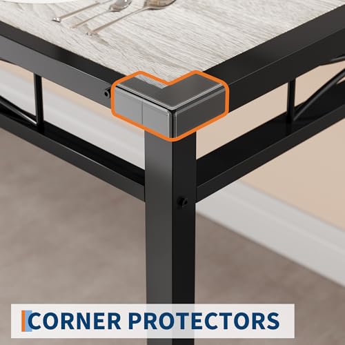 IDEALHOUSE Dining Table Set for 4, Dining Room Table Set for 4 with Corner Protector, Wood Kitchen Table and Chairs Set of 4 with Upholstered Chairs for, Kitchen Room, Apartment, Retro Gray IDEALHOUSE