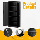 Reegangfa Metal Storage Cabinet with 2 Doors and 4 Adjustable Shelves, 71" Garage Storage Cabinet with Anti-Tipping Design, Lockable Garage Cabinets for Office, Home, Garage, Gym, School Reegangfa