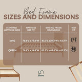 Bme Selina King Size Wood Platform Bed Frame with Handcrafted Paper Cord Headboard - No Box Spring Needed Bme