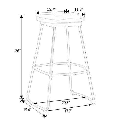 Awonde 26" Swivel Bar Stools Set of 2 Industrial Metal Counter Height Stools with Wood Top Matte Black - WoodArtSupply