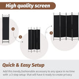 FDW 4 Panel Room Divider and Folding Portable Partition Screen, 6FT Wall Divider Screen for Dorm Bedroom Office, Coal Black FDW