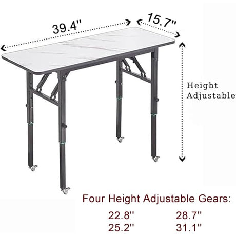 AMSXNOO Height Adjustable Standing Desk, No Assembly Folding Collapsible Computer Desk, Rolling Laptop Table for Workshop Home Office AMSXNOO