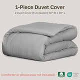 California Design Den Full/Queen Size Duvet Cover - Winner Good Housekeeping Best Bedding Awards 2025-400 Thread Count Sateen, 100% Cotton Comforter Cover, Button Closure & Corner Ties - Light Grey California Design Den