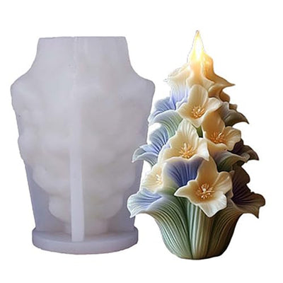 Tulip Flower Cylinder Molds Silicone Wave Spiral Candle Mold - Silicone Resin Casting Molds for Candle & Resin & Soap Craft Supplies