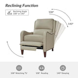 HULALA HOME Genuine Leather Recliner Chair, Modern Push Back Recliner Armchair with Thick Seat, Backrest & Footrest, Nailhead Decor for Living Room, Bedroom, Beige
