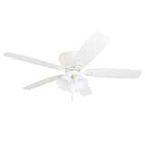 Honeywell Ceiling Fans Glen Alden, 52 Inch Classic Flush Mount Indoor LED Ceiling Fan with Light, Pull Chain, Quick-2-Hang Dual Finish Blades, Reversible Motor - 50520-01 (White) Honeywell Ceiling Fans
