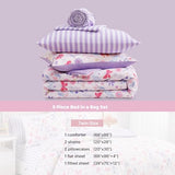 Wink Deer Twin Comforter Set with Sheets for Girls-5 Pieces Twin Bedding Sets with Pink Comforter, Sheets, Pillowcase & Sham for Kids (Cute Botanical Flowers, 66" X 86") Wink Deer