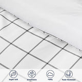 SLEEP ZONE Dorm Comforter Twin XL, 5 Pieces Geometric Plaid Pattern Printed Soft Microfiber Bedding, Breathable & Soft Bed in A Bag (Grey Grid White, Twin XL) SLEEP ZONE
