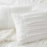 Intelligent Design Twin Comforter Set Ruched Shabby Chic Comforters for Twin Size Bed, All Season Lightweight Comforter Twin, French Country Bedding Set, Sham, Ella, Twin/Twin XL, White, 2 Piece Intelligent Design