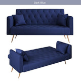 Anwick 72" Modern Velvet Sofa Bed Futon,Convertible Folding Sleeper Bed Couches with 3 Adjustable Backrests,Tufted Recliner Loveseat with Golden Chrome Legs for Small Living Room Office (Blue) Anwick