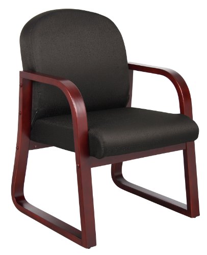 Boss Office Products Mahogany Frame Fabric Side Chair in Black, 250 (B9570-BK) Boss Office Products