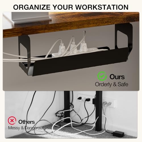 Muvai 71 Inch L Shaped Standing Desk Adjustable Height with Cable Management Tray,Gaming Electric Corner Standing Desk, Sit Stand Computer Table with Reversiable Splice Board, Rustic Brown Muvai