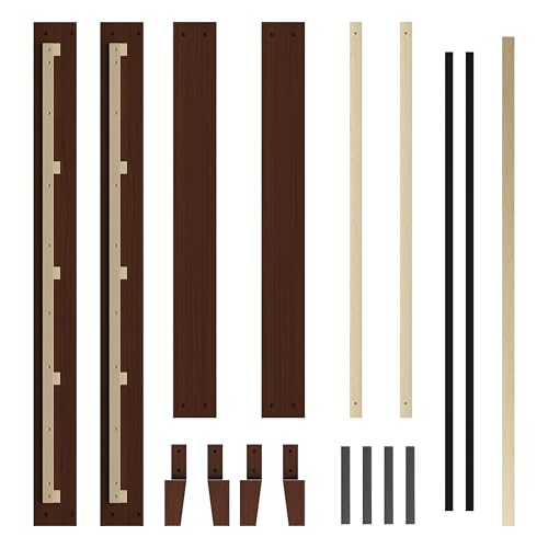 Yaheetech Queen Bed Frame Natural Solid Wood Platform Bed with Wooden Slats Support, 7.3-inch Underbed Space for Storage, Noise-Free Design, Easy Assembly, Dark Walnut Finish Yaheetech