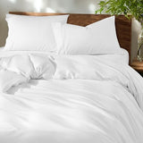 Shilucheng 100% Cotton King Size Duvet Covers - 600 Thread Count, Luxury Sateen Weave Egyptian Cotton Comforter Cover with Zipper Closure & Corner Ties，Hotel Bedding Duvet Covers 3 Piece (White) Shilucheng