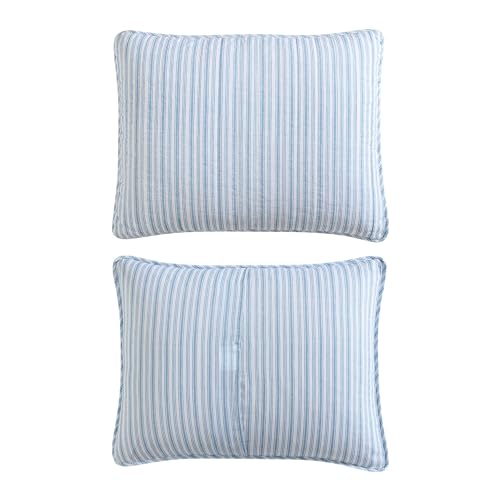 Nautica - Twin Quilt Set, Reversible Cotton Bedding with Matching Sham, Casual Home Decor for All Seasons (Coleridge Stripe Light Blue, Twin) Nautica