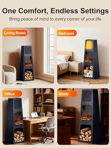 Uthfy 47IN Electric Fireplace Heater for Indoor Use, Fake Corner Electric Fireplace with 2 Modes,3D Flame Effect, Overheat Protection, Large Room Space Heater for Bedroom, Livingroom, Office, Garage Uthfy