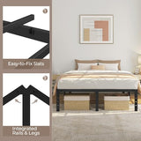 Yaheetech 14 Inch Tall Metal Bed Frame Queen Platform Bed Frame with Storage Space,Sturdy Slat Support,Easy Assembly,No Box Spring Needed,Black Yaheetech