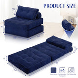 HABUTWAY Folding Sofa Bed, Convertible Sleeper Chair Bed w/Dual-Pillow & Handle, Foldable Floor Sofa Lounge w/Back Support for Living Room, Bedroom, Apartment, Office, Single, Navy Blue HABUTWAY