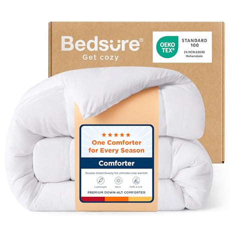 Bedsure Full Comforter Duvet Insert, All Season Bed Comforter, Quilted Down Alternative Duvet, Box Stitched Comforters with Corner Tabs, Machine Washable, 82 x 86 Inches (White) Bedsure