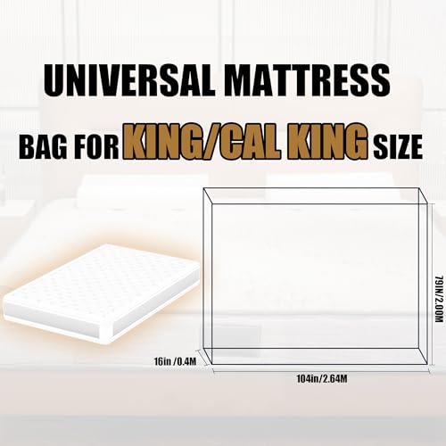 PROMORE Plastic Mattress Bag for Disposal Moving or Storage, Clear Waterproof Mattress Protector Covers - King/Cal King Size (1.5Mil) PROMORE