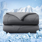bedsmile Cooling Comforter Queen Size, Double-Sided Cold Tech Fabric Quilted Bed Comforters Cooling Blanket for Hot Sleepers, Breathable Lightweight Summer Bedding, All-Season Ice Blanket, Dark Gray bedsmile