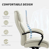 Vinsetto Big and Tall Executive Office Chair 485lbs with Wide Seat, High Back Computer Desk Chair with Tilt, Adjustable Height, Cream White Vinsetto