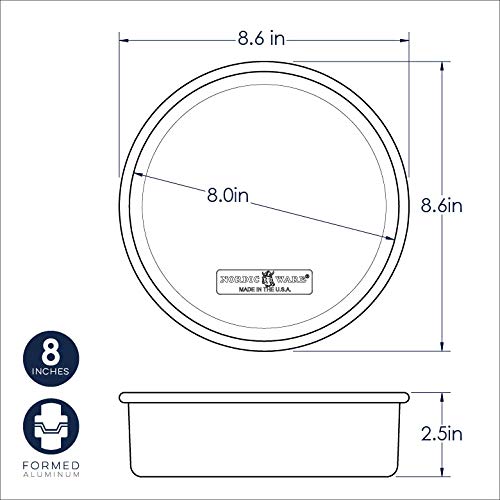 Nordic Ware Natural Aluminum Commercial Round Layer Cake Pan Baking Essentials, 8-Inch Round, Metallic Nordic Ware