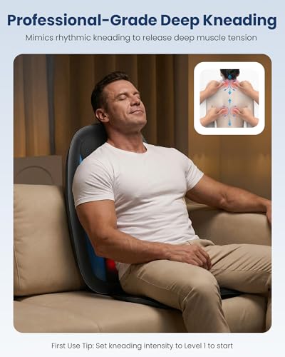 COMFIER Shiatsu Back Massager with Heat,Deep Tissue Kneading Massage Seat Cushion,Massage Chair Pad for Full Back,Body Massager for Home or Office Chair use, COMFIER