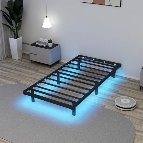 HusDream Floating Bed Frame Queen with Smart LED Lights and Charging Station (10 Inch, Twin) HusDream