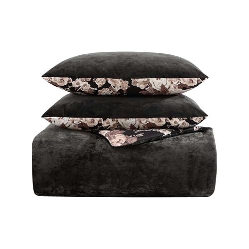 Betsey Johnson - Comforter Set, Luxuriously Soft Bedding with Matching Shams, Chic Bedding Set, Oeko-Tex Certified (Velvet Solid Black, Full/Queen) Betsey Johnson