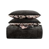 Betsey Johnson - Comforter Set, Luxuriously Soft Bedding with Matching Shams, Chic Bedding Set, Oeko-Tex Certified (Velvet Solid Black, Full/Queen) Betsey Johnson