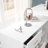 Lovinouse Large White Electric Adjustable Standing Desk, Reversible L Shaped Office Work Desk with Storage Drawers, Adjustable Height and Shelves, Rising Study Computer Table for Home Office, Bedroom Lovinouse