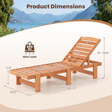 Tangkula Lounge Chair Outdoor, Solid Wood Patio Chaise Lounge with 5-Level Adjustable Backrest, Wooden Slatted Beach Pool Sunbathing Recliner for Outside Backyard, 500 LBS Max Load (2,Natural)