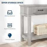 GarveeHome Entryway Table, Console Table with 3 Storage Drawers, 3 Tier Farmhouse Wooden Sofa Table, Hallway Tables for Entryway, Living Room-Grey GarveeHome
