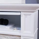 Bowery Hill Faux Stone Electric Fireplace TV Stand in White Finish BOWERY HILL