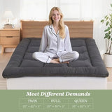 Japanese Floor Mattress Foldable & Portable Roll Up Futon Mattress 3" Grey Tatami Mat for Adult and Kids，Shredded Memory Foam Filled with Straps Sleeping Pad Suitable for Camping，39"x 80" Twin Size SHOUREN