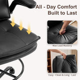Karl home Drafting Chair Height Adjustable for Standing Desk, PU Upholstered Tall Office Swivel Desk Chair with Flip-Up Armrests, Ergonomic Lumbar Support, Adjustable Foot Ring, Black Karl home