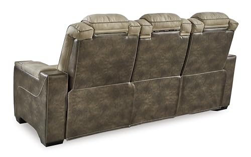 Signature Design by Ashley Next-Gen DuraPella Power Reclining Sofa with Adjustable Headrest, Sand Signature Design by Ashley