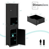 Vongrasig Tall Bathroom Storage Cabine, 64”H Freestanding Storage Pantry Cabinet, Narrow Cabinet with Adjustable Shelves, Open compartments for Small Spaces, Bathroom, Living Room, Kitchen, Black Vongrasig