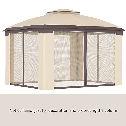 Outsunny 10' x 12' Outdoor Gazebo, Patio Gazebo Canopy Shelter w/Double Vented Roof, Zippered Mesh Sidewalls, Solid Steel Frame, Beige Outsunny