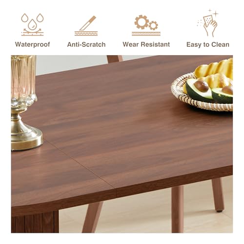 70.8 Inch Dining Table for 4-6 People, Oval Kitchen Table with Semi-Cylindrical Legs Base, Modern Farmhouse Round Dinner Tables for Dining Room Kitchen Living Room (Walnut) weselon