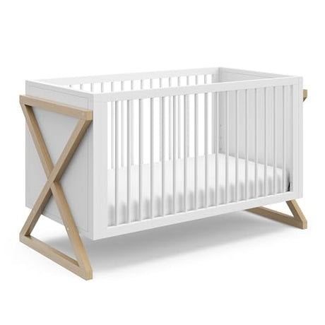 Storkcraft Equinox 3-in-1 Convertible Crib (Driftwood) - Easily Converts to Toddler Bed & Daybed, 3-Position Adjustable Mattress Support Base, Modern Two-Tone Design for Contemporary Nursery STORKCRAFT