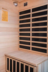 Heat Wave 4 Person Sauna Hemlock Wood Sonoma 9 Carbon Infrared Heaters MP3 Player Chromo Therapy Lighting 120V 2100W Heat Wave