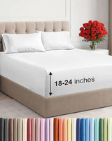 Extra Deep Pocket King Sheets - 4 Piece Breathable & Cooling Bed Sheets - Hotel Luxury Bed Sheet Set - Soft, Wrinkle Free & Comfy - Easily Fits Extra Deep Mattresses - Deep Pocket White Sheets Set CGK Unlimited