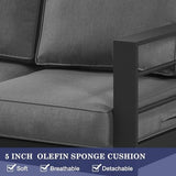 Wisteria Lane 2 Pieces Patio Furniture Aluminum Armchair, All-Weather Outdoor Single Sofa, Grey Metal Chair with Dark Grey Cushions Wisteria Lane