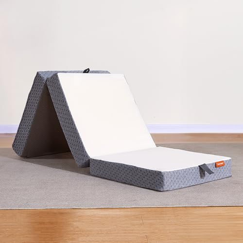Sweetnight Tri Folding Mattress - 4-inch Single Size Foldable Mattress with a Collapsible and Washable Cover | Medium-Firm with Non-Slip Design | Suitable for RV Travel, Camping, Guest Sweetnight