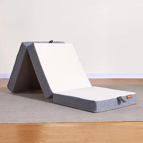 Sweetnight Tri Folding Mattress - 4-inch Single Size Foldable Mattress with a Collapsible and Washable Cover | Medium-Firm with Non-Slip Design | Suitable for RV Travel, Camping, Guest Sweetnight