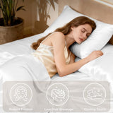Love's cabin Full Size Satin Sheet Sets - 4 Piece White Silky Satin Sheet Set Full with Deep Pocket, Luxury Silk Feel Satin Bed Sheets Full Bedding Set (1 Flat Sheet,1 Fitted Sheet,2 Pillow Cases) Love's cabin