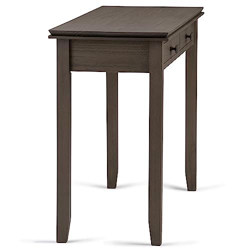 SIMPLIHOME Artisan SOLID WOOD 46 inch Wide Console Sofa Entryway Table in Farmhouse Grey with Storage, 2 Drawers, for the Living Room, Entryway and SIMPLIHOME